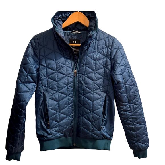 Under Armour XS ColdGear Reactor Jacket Blue Quilted Zip Up Activewear - Picture 1 of 9